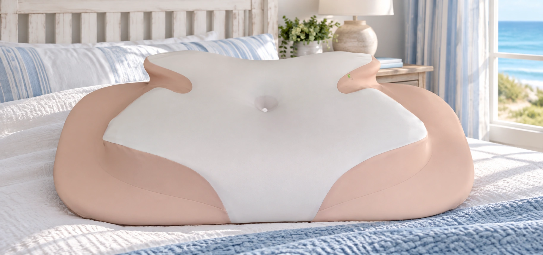 Anshui Cloud Memory Foam Pillow: Coastal daytime guest bedroom · Scene illustration