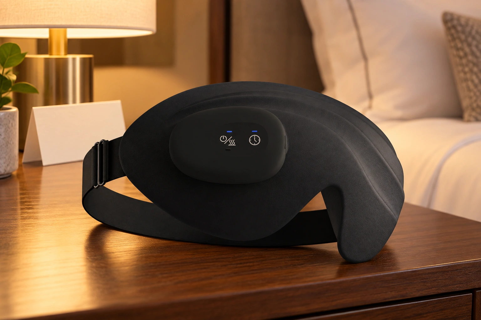 Anshui Washable Heated Eye Mask: Hotel nightstand