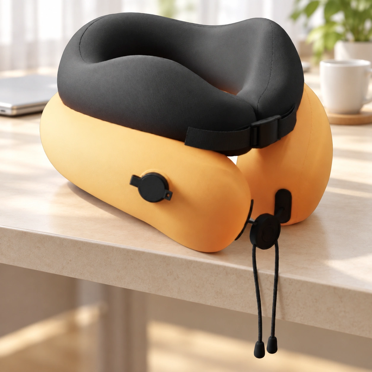 Anshui Inflatable Neck Pillow: Scene illustration | Work desk scene