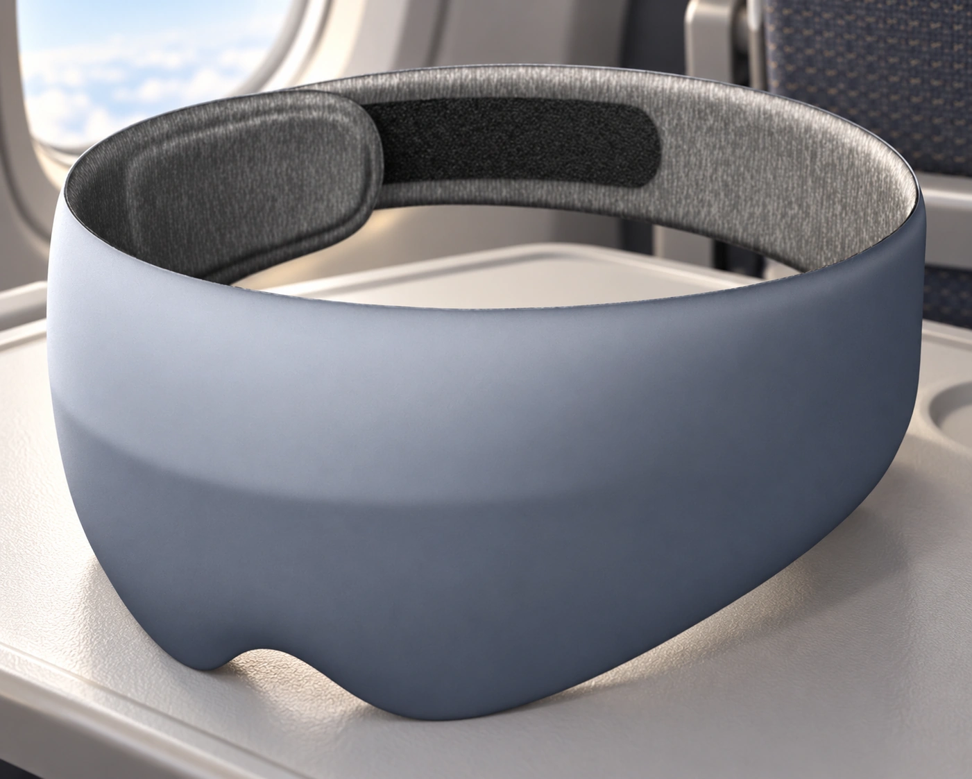 Anshui Light-Blocking Eye Mask: Airplane tray before use · Scene illustration