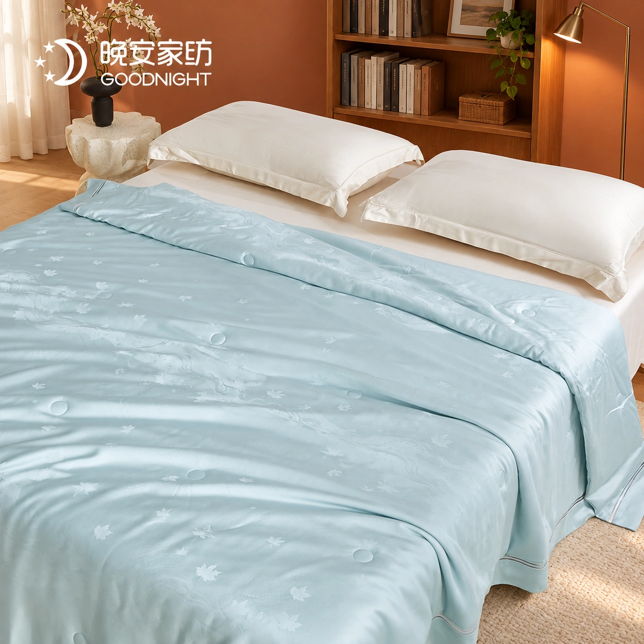 Dianjing Tiansi Jacquard Summer Quilt: Bedroom reading corner · Scene illustration