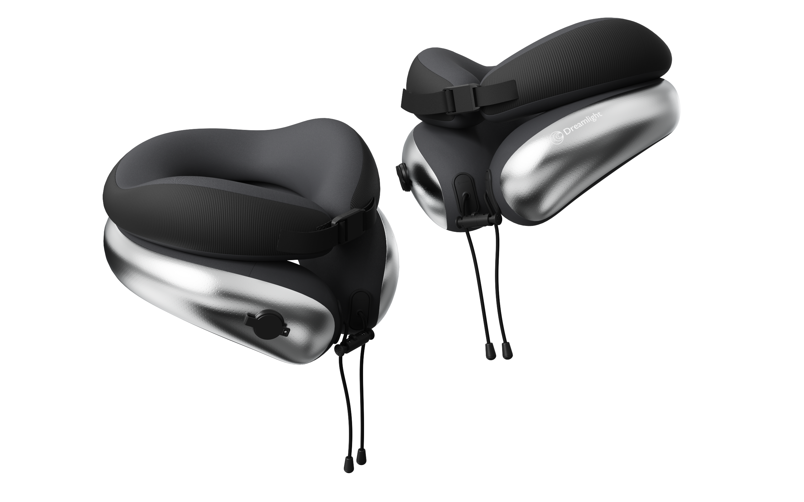 Anshui Inflatable Neck Pillow: Silver front and back appearance reference
