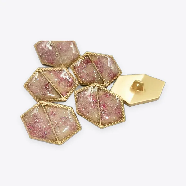 Hexagonal Zinc Alloy Shank Buttons