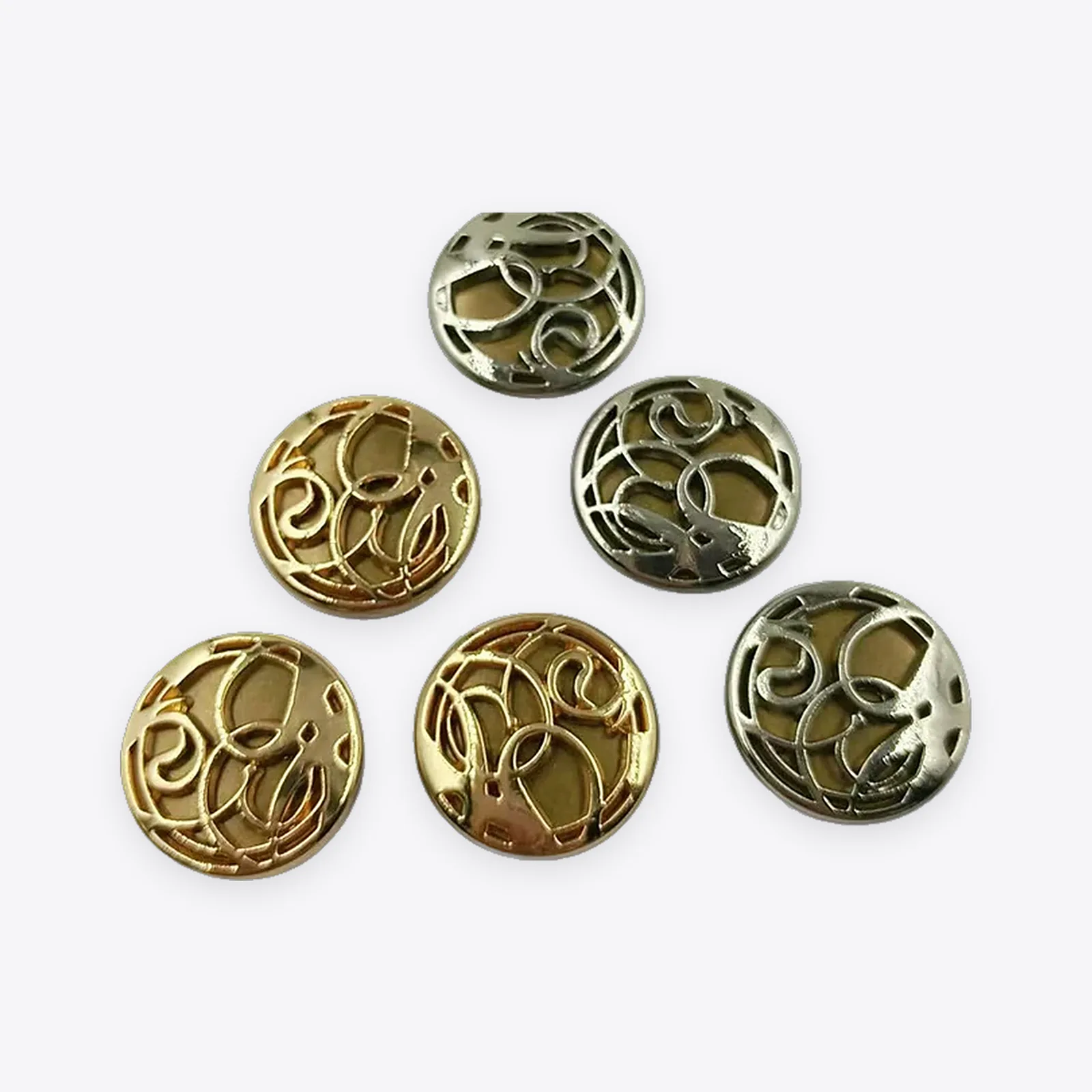 圆形雕花金属摇头工字钮
