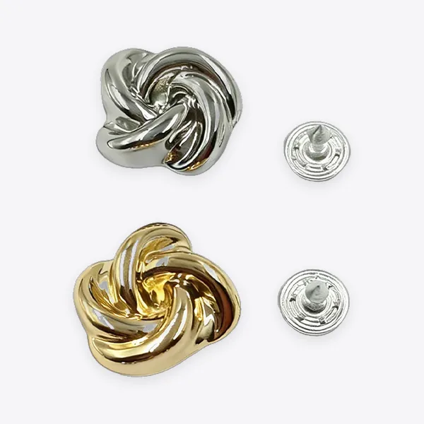 Love-knot (Twisted Rope Knot) Alloy Tack Buttons, Silver & Gold Tone