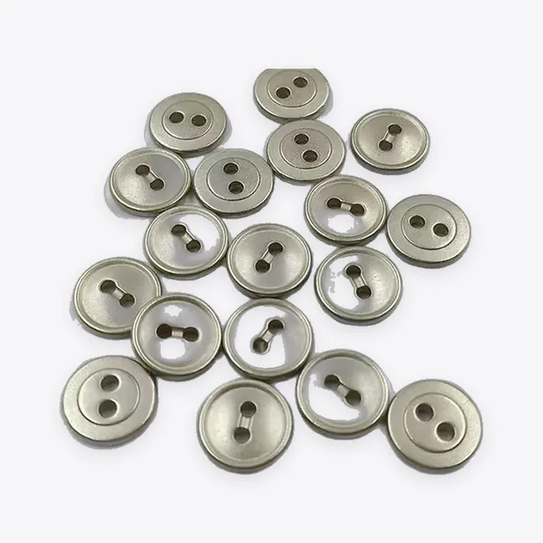 Matte Silver-tone Flat Two-hole Buttons with Rounded Edges
