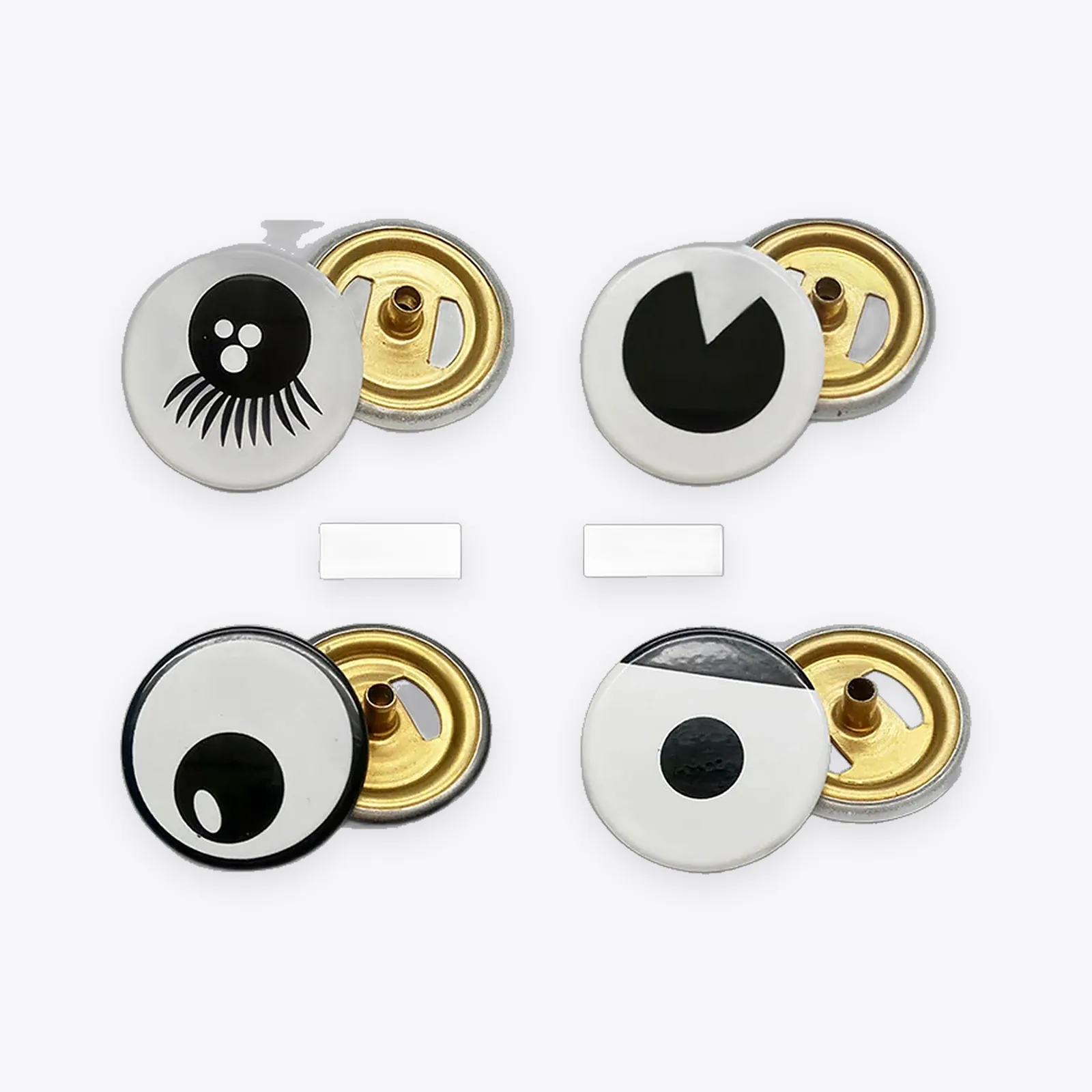 Four-piece Metal Snap Fasteners with Cartoon Eye Motifs